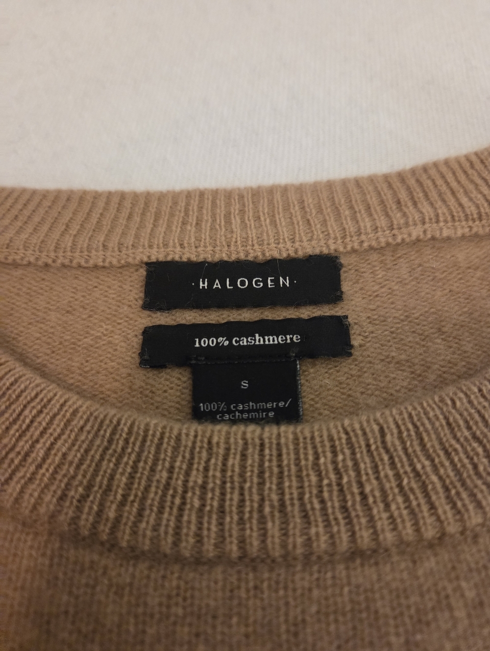 HALOGEN Khaki Tan 100% Cashmere Crewneck Lightweight Minimalist Sweater Womens S - Picture 11 of 12